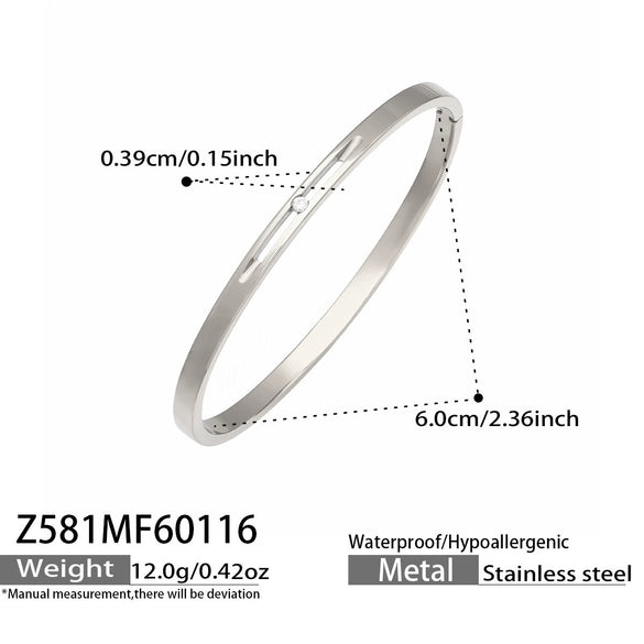 Wholesale Electroplated Geometric Stainless Steel Bracelet Set With Microinlaid Zircon And 18K Gold Plating