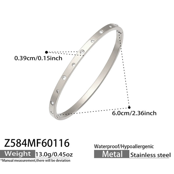 Wholesale Electroplated Geometric Stainless Steel Bracelet Set With Microinlaid Zircon And 18K Gold Plating
