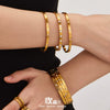 Wholesale Electroplated Geometric Stainless Steel Bracelet Set With Microinlaid Zircon And 18K Gold Plating