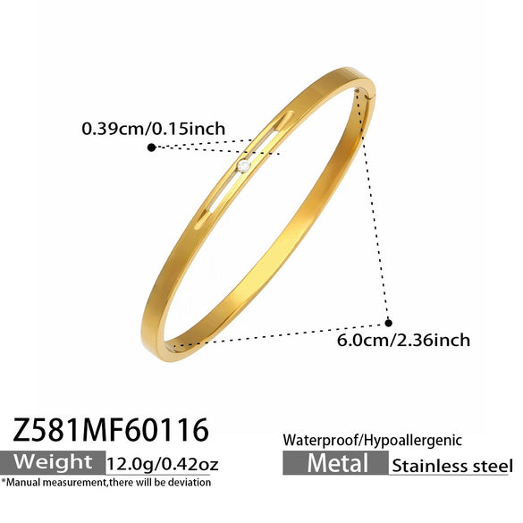 Wholesale Electroplated Geometric Stainless Steel Bracelet Set With Microinlaid Zircon And 18K Gold Plating