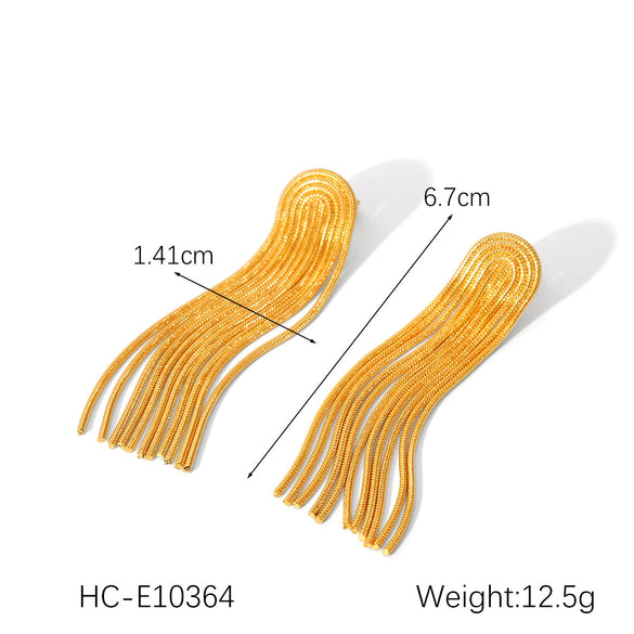 Wholesale Electroplated Geometric Stainless Steel Chain Tassel Earrings For Women