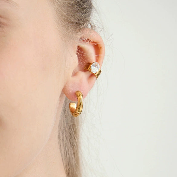 Wholesale Electroplated Geometric Stainless Steel Cring Earrings For Women