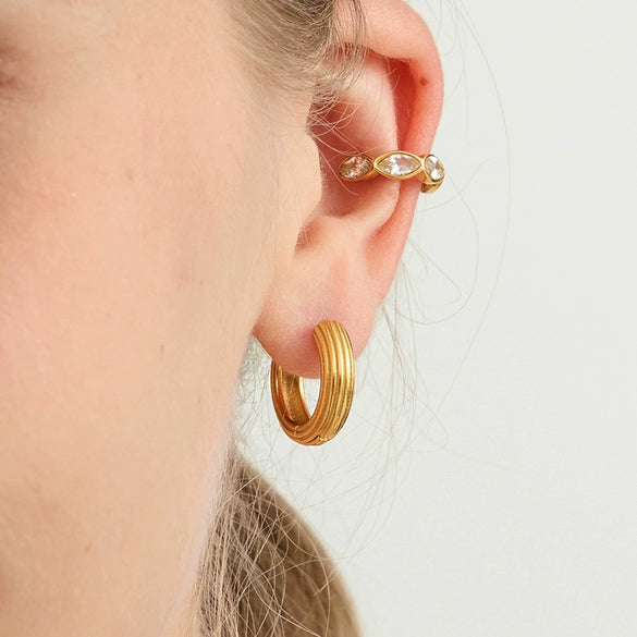 Wholesale Electroplated Geometric Stainless Steel Cring Earrings For Women