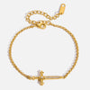 Wholesale Electroplated Geometric Stainless Steel Cross Bracelet With White Zircon Unisex