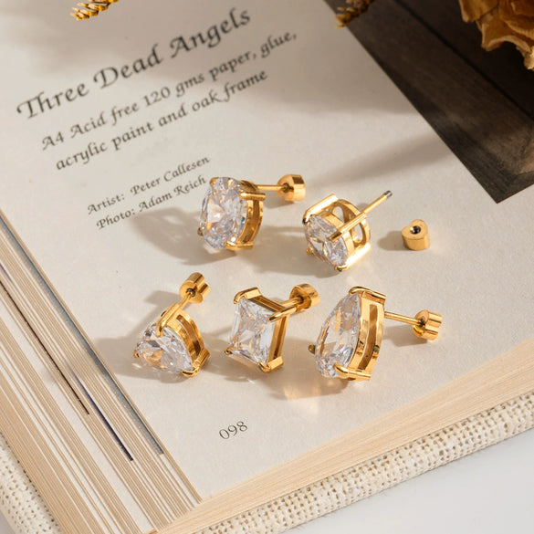 Wholesale Electroplated Geometric Stainless Steel Earrings For Women Light Luxury Minimalist Style
