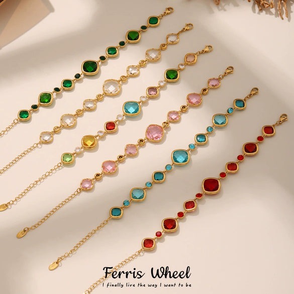 Wholesale Electroplated Geometric Stainless Steel Ferris Wheel Bracelet For Women