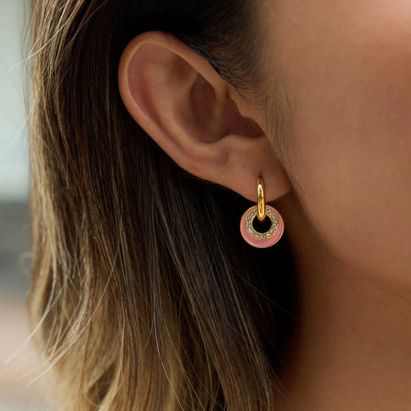 Wholesale Electroplated Geometric Stainless Steel Hoop Earrings For Women With Small Fresh And Sweet Design