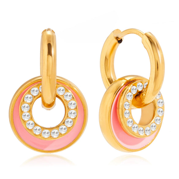 Wholesale Electroplated Geometric Stainless Steel Hoop Earrings For Women With Small Fresh And Sweet Design