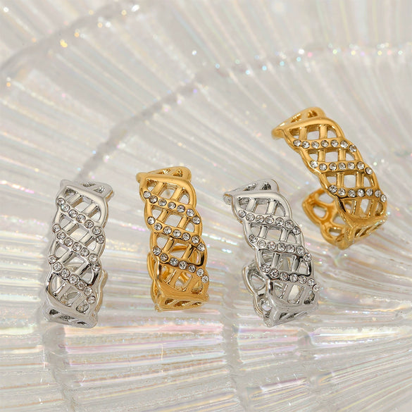 Wholesale Electroplated Geometric Stainless Steel Mesh Earrings For Women