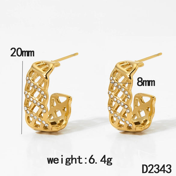 Wholesale Electroplated Geometric Stainless Steel Mesh Earrings For Women