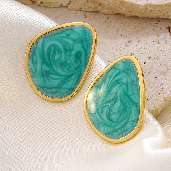 Wholesale Electroplated Geometric Stainless Steel Oildrip Earrings For Women