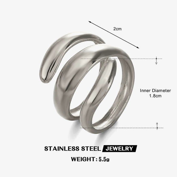 Wholesale Electroplated Geometric Stainless Steel Open Ring For Women