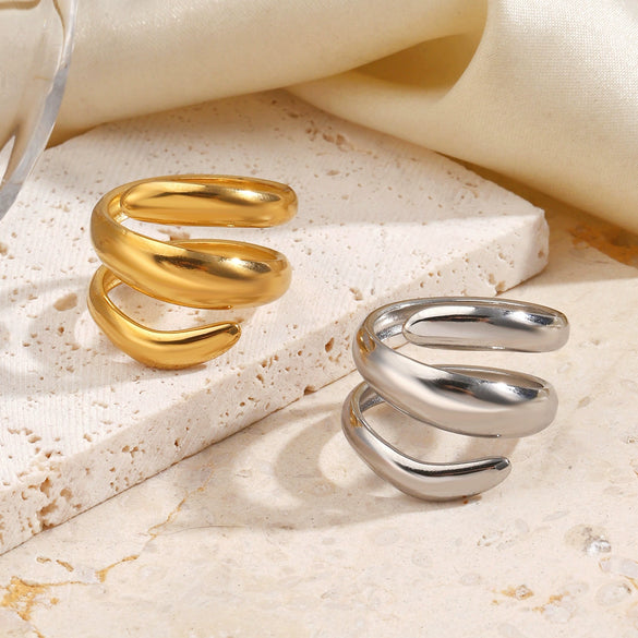 Wholesale Electroplated Geometric Stainless Steel Open Ring For Women