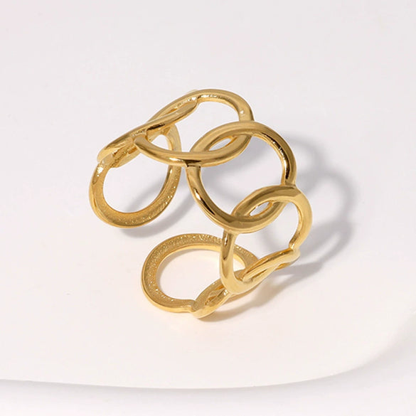 Wholesale Electroplated Geometric Stainless Steel Open Rings For Women And Unisex In Niche Simple Style