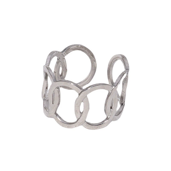Wholesale Electroplated Geometric Stainless Steel Open Rings For Women And Unisex In Niche Simple Style