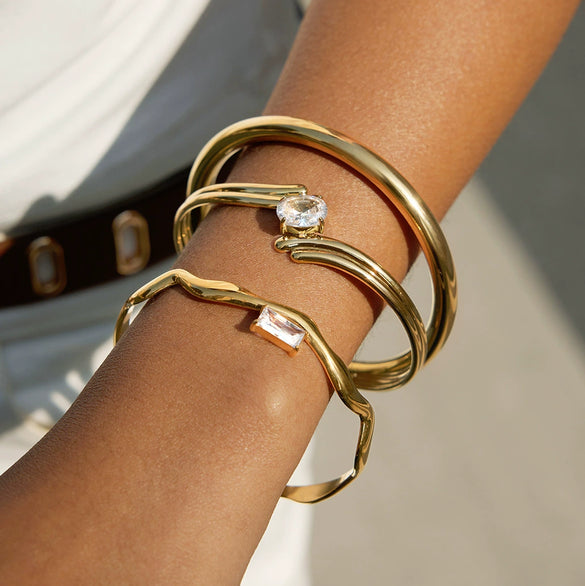 Wholesale Electroplated Geometric Stainless Steel Open Zircon Bracelet Jewelry For Women