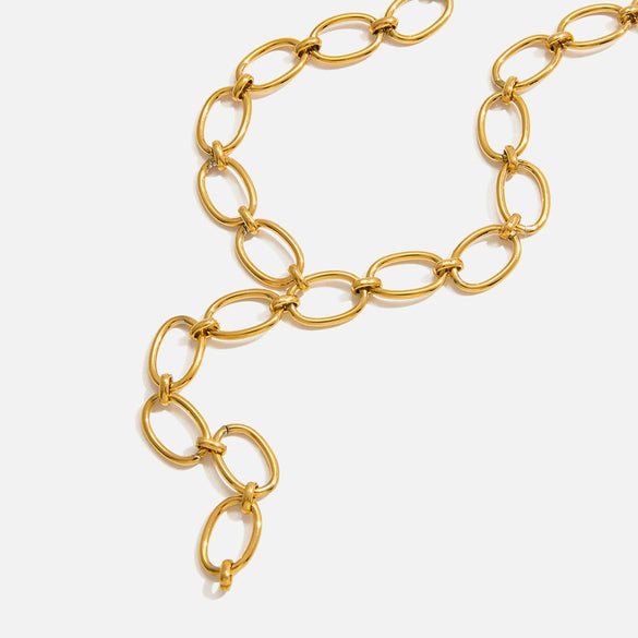 Wholesale Electroplated Geometric Stainless Steel Oshaped Yshaped Chain Necklace For Women Light Luxury Style