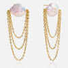 Wholesale Electroplated Geometric Stainless Steel Tassel Pearl Earrings For Women Light Luxury Minimalist Design