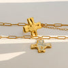 Wholesale Electroplated Geometric Stainless Steel Titanium Steel Hammered Cross Pendant Necklace Ring Set For Women