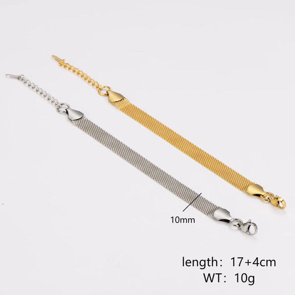 Wholesale Electroplated Geometric Stainless Steel Watch Net Bracelet Unisex Luxury Retro Jewelry