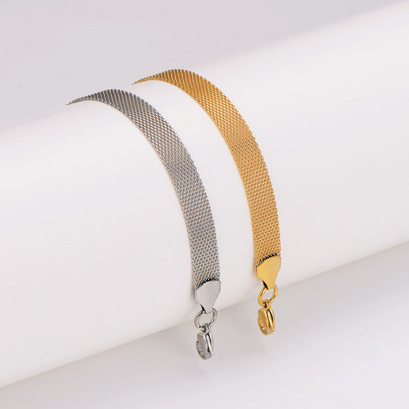 Wholesale Electroplated Geometric Stainless Steel Watch Net Bracelet Unisex Luxury Retro Jewelry