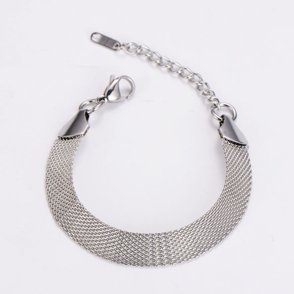 Wholesale Electroplated Geometric Stainless Steel Watch Net Bracelet Unisex Luxury Retro Jewelry