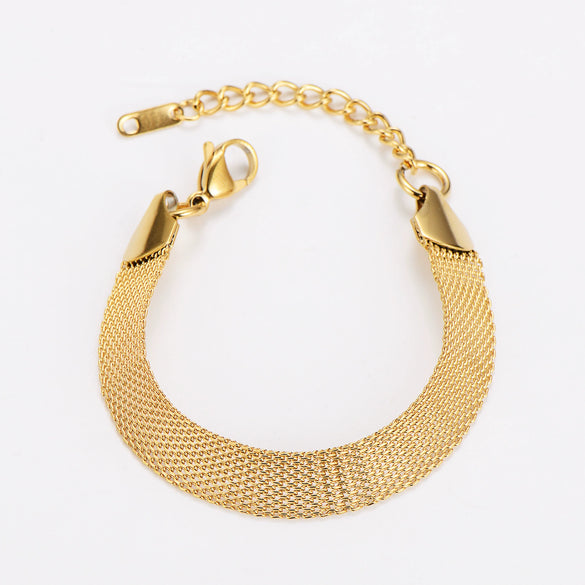 Wholesale Electroplated Geometric Stainless Steel Watch Net Bracelet Unisex Luxury Retro Jewelry