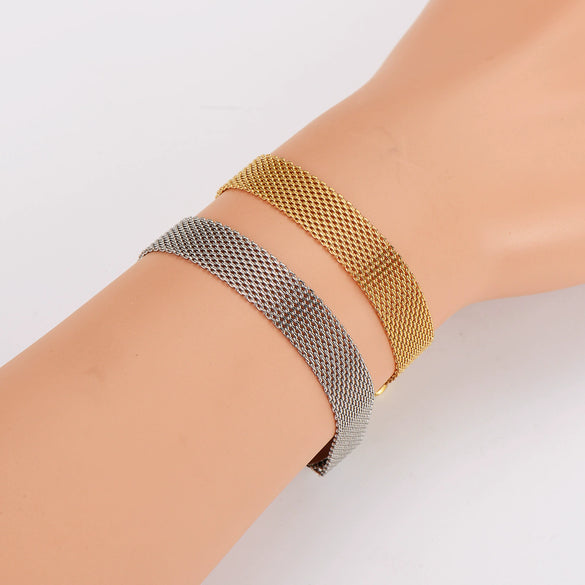 Wholesale Electroplated Geometric Stainless Steel Watch Net Bracelet Unisex Luxury Retro Jewelry