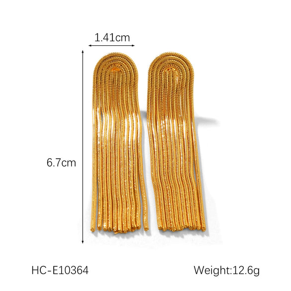 Wholesale Electroplated Geometric Stainless Steel Women's Long Tassel Earrings