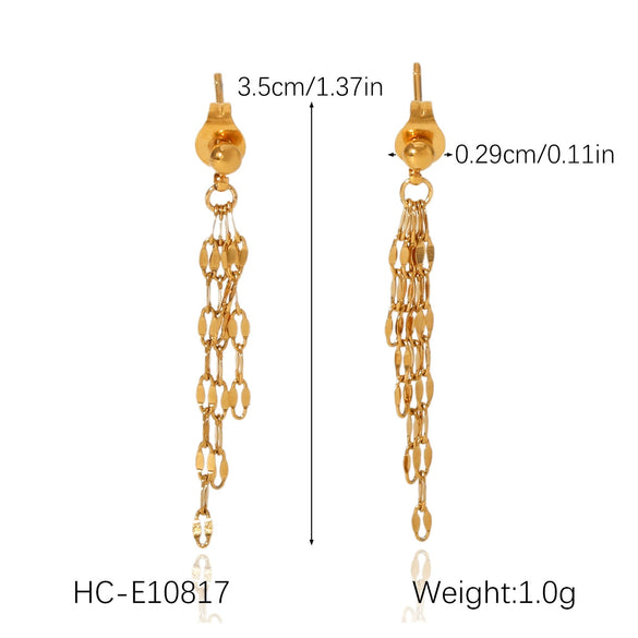 Wholesale Electroplated Geometric Stainless Steel Women's Long Tassel Earrings