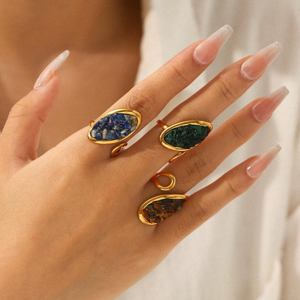 Wholesale Electroplated Geometric Stainless Steel Women's Open Ring Retro Jewelry