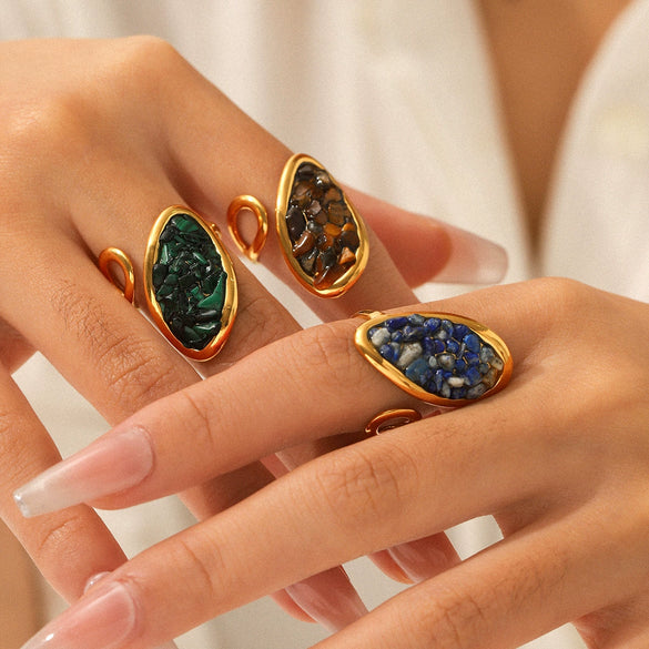 Wholesale Electroplated Geometric Stainless Steel Women's Open Ring Retro Jewelry