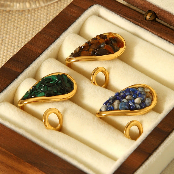 Wholesale Electroplated Geometric Stainless Steel Women's Open Ring Retro Jewelry