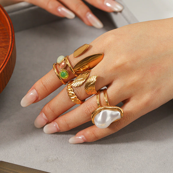 Wholesale Electroplated Geometric Stainless Steel Women's Ring Accessories