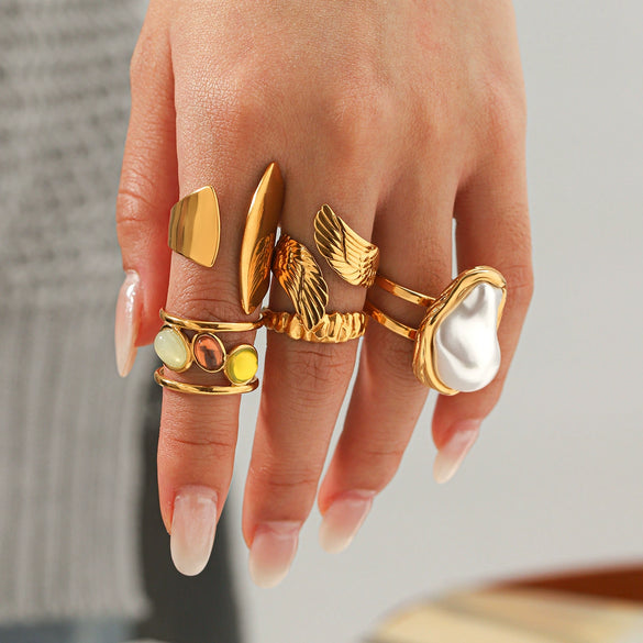 Wholesale Electroplated Geometric Stainless Steel Women's Ring Accessories