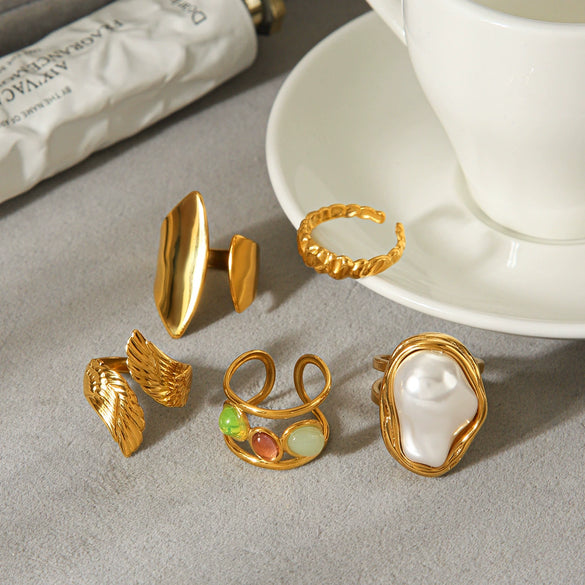 Wholesale Electroplated Geometric Stainless Steel Women's Ring Accessories