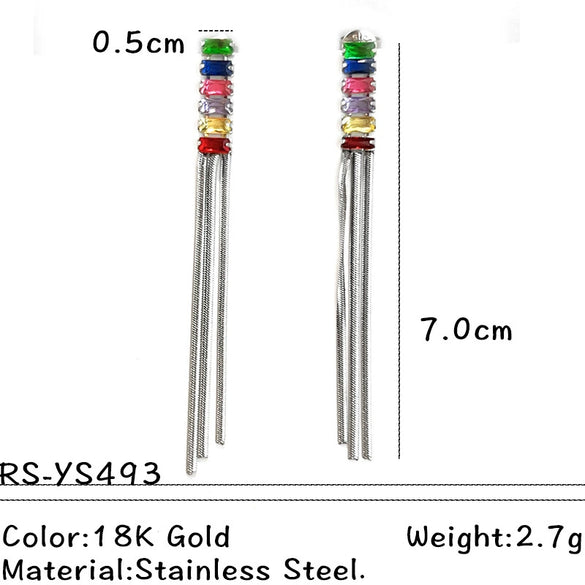 Wholesale Electroplated Geometric Tassel Stainless Steel Earrings For Couples
