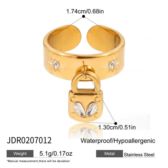 Wholesale Electroplated Geometric White Zircon Stainless Steel Women's Ring With Simple And Exquisite Design