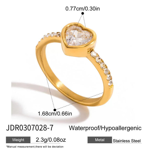 Wholesale Electroplated Geometric White Zircon Stainless Steel Women's Ring With Simple And Exquisite Design