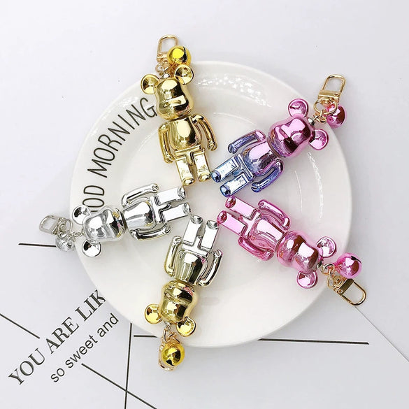 Wholesale Electroplated Gradient Color Cartoon Bear Pendant Diy Mobile Phone Case Jewelry Accessories Acrylic Keychain