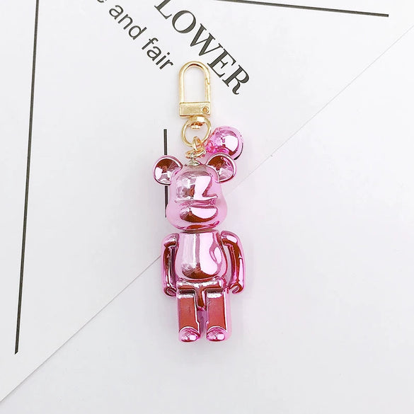 Wholesale Electroplated Gradient Color Cartoon Bear Pendant Diy Mobile Phone Case Jewelry Accessories Acrylic Keychain