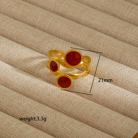 Wholesale Electroplated Heart Shape Geometric Titanium Steel Open Ring For Women And Unisex Ins Style Jewelry