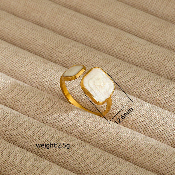 Wholesale Electroplated Heart Shape Geometric Titanium Steel Open Ring For Women And Unisex Ins Style Jewelry