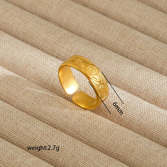 Wholesale Electroplated Heart Shape Geometric Titanium Steel Open Ring For Women And Unisex Ins Style Jewelry