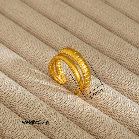 Wholesale Electroplated Heart Shape Geometric Titanium Steel Open Ring For Women And Unisex Ins Style Jewelry