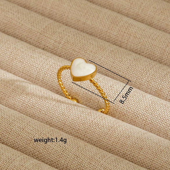 Wholesale Electroplated Heart Shape Geometric Titanium Steel Open Ring For Women And Unisex Ins Style Jewelry