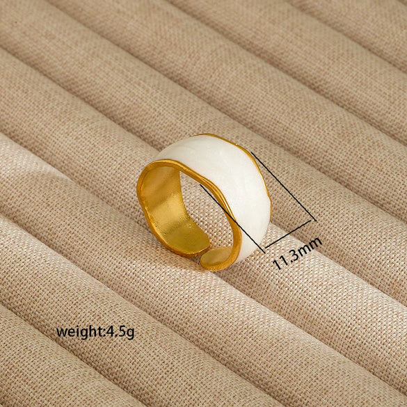 Wholesale Electroplated Heart Shape Geometric Titanium Steel Open Ring For Women And Unisex Ins Style Jewelry