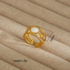 Wholesale Electroplated Heart Shape Geometric Titanium Steel Open Ring For Women And Unisex Ins Style Jewelry