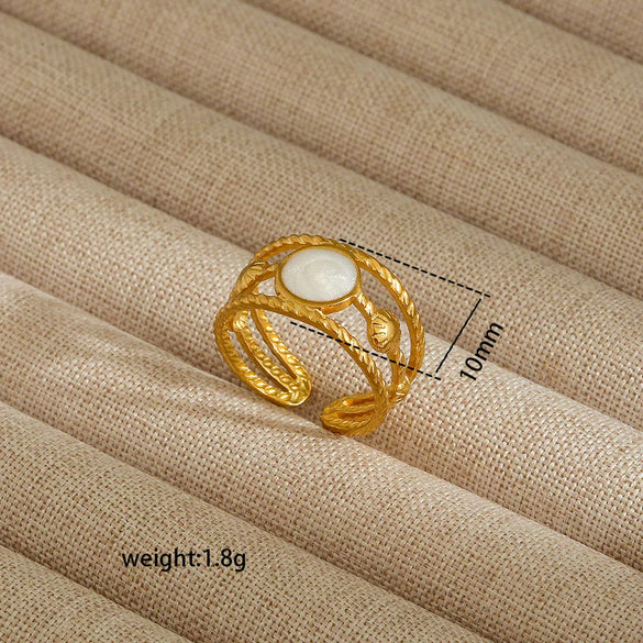 Wholesale Electroplated Heart Shape Geometric Titanium Steel Open Ring For Women And Unisex Ins Style Jewelry