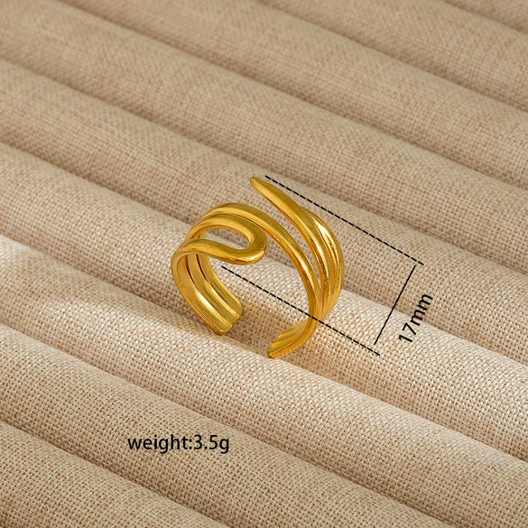 Wholesale Electroplated Heart Shape Geometric Titanium Steel Open Ring For Women And Unisex Ins Style Jewelry